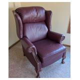 Pair of Lane Burgundy Leather Reclining Armchairs