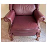 Pair of Lane Burgundy Leather Reclining Armchairs