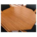 Vintage Round Dining Table and Rolling Chairs