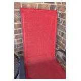 Pair of Red Patio Chairs and Side Table