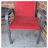 Pair of Red Patio Chairs and Side Table