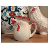 Decorative Ceramic Cow and Roosters Pitchers and Creamers