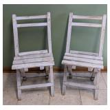 Pair of Vintage Painted Wood Folding Chairs