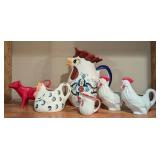 Decorative Ceramic Cow and Roosters Pitchers and Creamers