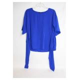 West Kei Blue Womenâs Blouse with Tied Sleeves