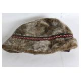 Vintage Faux Fur Winter Hat with Decorative Trim