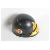 Black Plastic Construction Hard Hat with Fire Decal