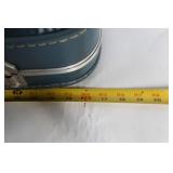 Vintage Blue Train Case with Interior Mirror