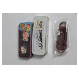 Vintage Fossil Collectible Tin Set with Leather Keychain