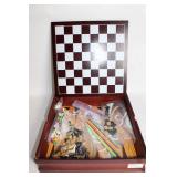 Collection of Board Games and Sets with Cribbage Boards, Chess, and Dominoes