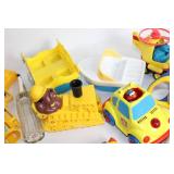 Collection of Vintage Plastic Toy Cars and Playsets