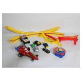 Collection of Die-Cast Cars with Track Set