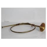 Vintage Brass Hunting Horn with Decorative Cord