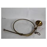 Vintage Brass Hunting Horn with Decorative Cord