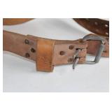Vintage Leather Weightlifting Belt with Metal Buckle
