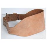 Vintage Leather Weightlifting Belt with Metal Buckle