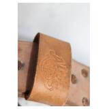 Vintage Leather Weightlifting Belt with Metal Buckle