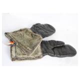 Pair of Leather and Faux Fur Mittens