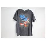 Gray T-Shirt with American Flag and Eagle Graphic