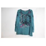 Vanilla Sugar 2X Long Sleeve Embroidered Top