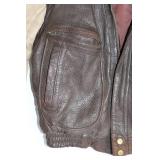 Vintage Leather Aviator Jacket with Beige Sleeves