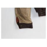 Vintage Leather Aviator Jacket with Beige Sleeves