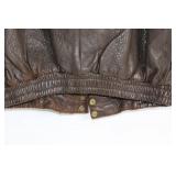 Vintage Leather Aviator Jacket with Beige Sleeves