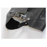 Used Black Leather Motorcycle Chaps with Adjustable Straps
