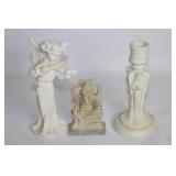 Set of 3 Decorative Figurines: Angel, Ganesha, and Candle Holder