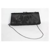 Elegant Black Satin Evening Clutch with Chain Strap