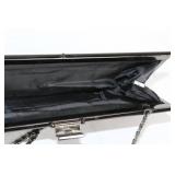 Elegant Black Satin Evening Clutch with Chain Strap