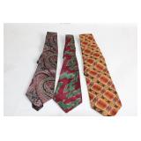 Set of 3 Vintage Silk Ties with Unique Patterns