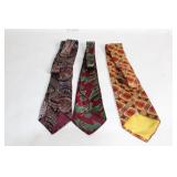 Set of 3 Vintage Silk Ties with Unique Patterns