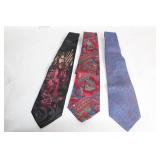 Set of 3 Silk Neckties Including Oleg Cassini and Japanese Designer