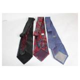 Set of 3 Silk Neckties Including Oleg Cassini and Japanese Designer
