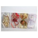 Set of 4 Holiday Seasonal Fairy Figurines with Ribbon Decor