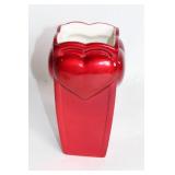 Red Heart-Shaped Vase with Glossy Finish