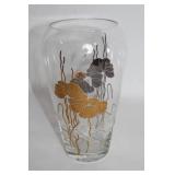 Elegant Glass Vase with Floral Design, 8-inch
