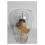 Elegant Glass Vase with Floral Design, 8-inch