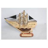 Handcrafted Wooden Ship Model from Cancun, Mexico 8-inch