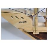 Handcrafted Wooden Ship Model from Cancun, Mexico 8-inch