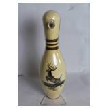Unique Bowling Pin Shaped Cribbage Board and Bottle with Deer Design