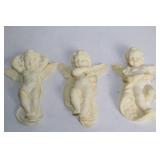 Set of 3 Vintage Cherub Wall Plaques