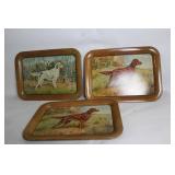 Set of 3 Vintage Dog Motif Metal Serving Trays