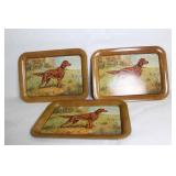 Set of 3 Vintage Dog Motif Metal Serving Trays