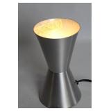 Modern Silver Accent Table Lamp with Unique Hourglass Design