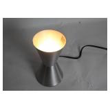 Modern Silver Accent Table Lamp with Unique Hourglass Design