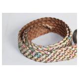 Braided Leather Belt with Floral Accents