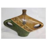 Decorative Two-Tone Ceramic Vase with Metal Accent