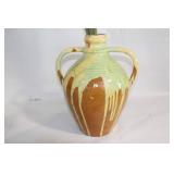 Large Tuscany Italy Ceramic Vase with Handle and Drip Glaze